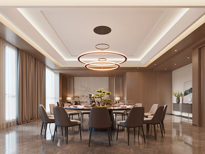 新中式酒店包厢包间3d模型 新中式酒店包厢包间