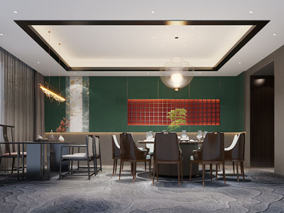 新中式酒店包厢包间3d模型 新中式酒店包厢包间