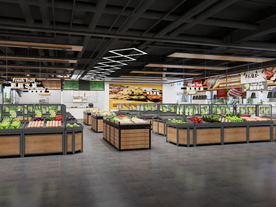 现代生鲜水果蔬菜超市3d模型 现代生鲜水果蔬菜超市