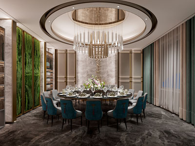 新中式酒店包厢包间3d模型 新中式酒店包厢包间