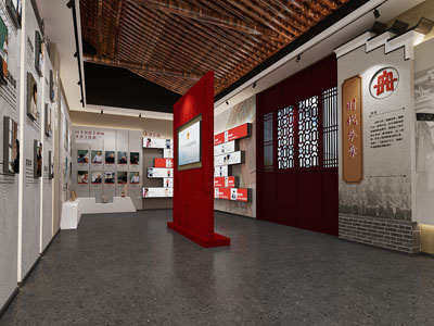 新中式名人馆展厅3d模型 新中式名人馆展厅