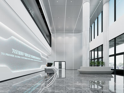 现代办公大楼大堂前台接待3d模型 现代办公大楼大堂前台接待