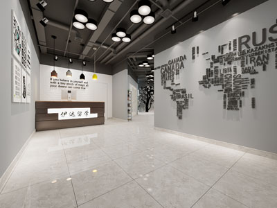 工业风loft留学咨询大厅前台接待3d模型 工业风loft留学咨询大厅前台接待