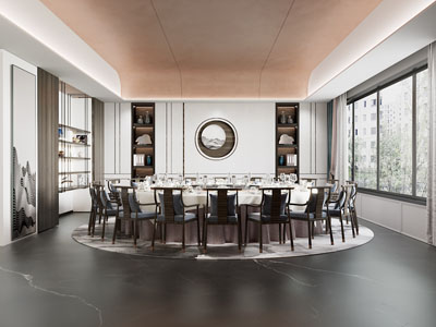 新中式酒店包厢包间3d模型 新中式酒店包厢包间