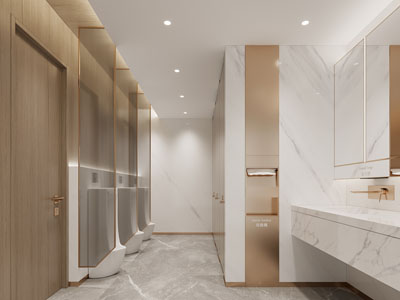 现代轻奢公共卫生间 洗手间3d模型 现代轻奢公共卫生间 洗手间