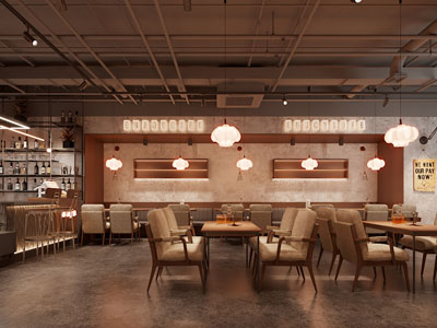 工业风loft饭店餐馆就餐区3d模型 工业风loft饭店餐馆就餐区