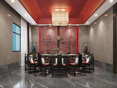 新中式酒店包厢包间3d模型 新中式酒店包厢包间