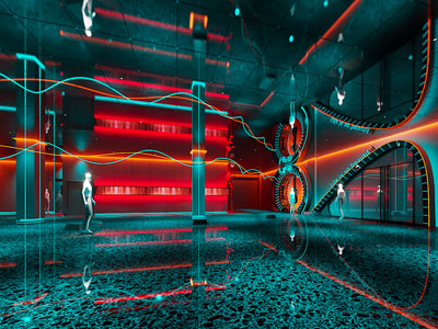 后现代科技展厅3d模型 后现代科技展厅