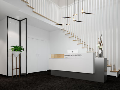 新中式大厅前台接待区3d模型 新中式大厅前台接待区