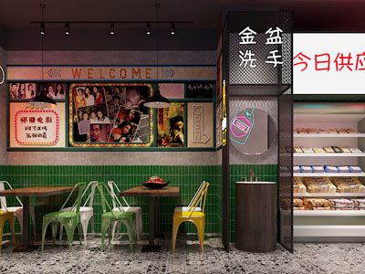 工业风loft饭店餐馆就餐区3d模型 工业风loft饭店餐馆就餐区