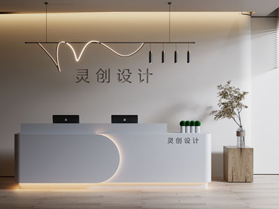 现代公司大厅前台接待3d模型 现代公司大厅前台接待