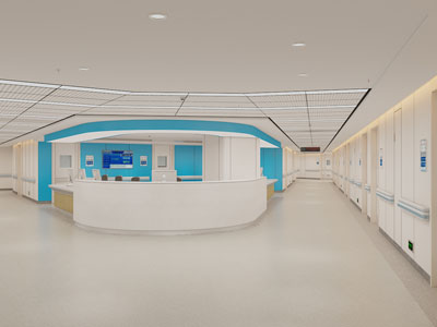 现代医院病房护士站 走廊过道3d模型 现代医院病房护士站 走廊过道
