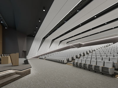 现代会议厅 报告厅3d模型 现代会议厅 报告厅