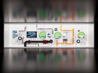 工业风loft供排水环卫规划展览墙3d模型 工业风loft供排水环卫规划展览墙