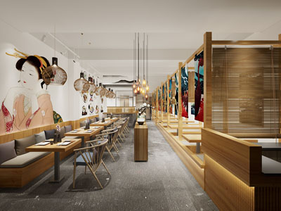 日式饭店餐馆就餐区3d模型 日式饭店餐馆就餐区