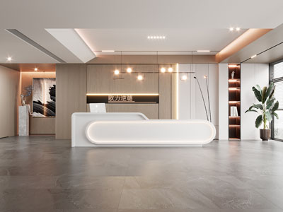 现代公司大厅前台接待3d模型 现代公司大厅前台接待