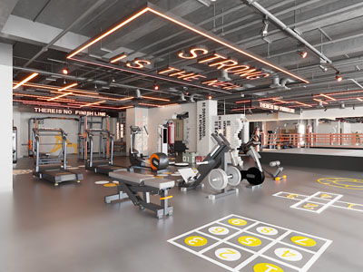 工业风loft健身房3d模型 工业风loft健身房