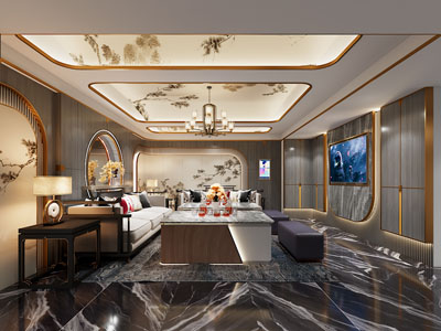 新中式KTV包房3d模型 新中式KTV包房