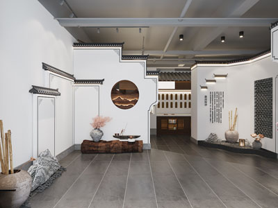 新中式大厅 门厅3d模型 新中式大厅 门厅