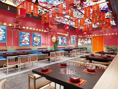 新中式饭店餐馆 火锅店3d模型 新中式饭店餐馆 火锅店