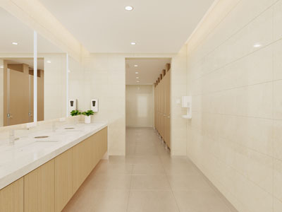 现代奶油风公共卫生间 洗手间3d模型 现代奶油风公共卫生间 洗手间