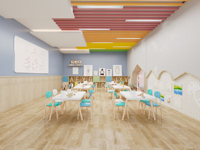 现代幼儿园画室 美术教室3d模型 现代幼儿园画室 美术教室