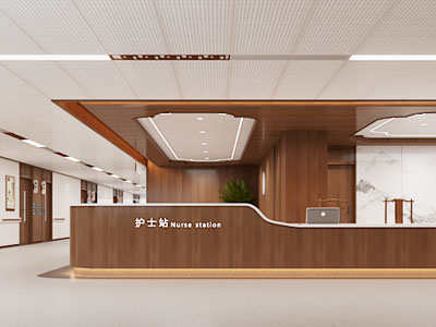 新中式医院护士站 走廊过道3d模型 新中式医院护士站 走廊过道