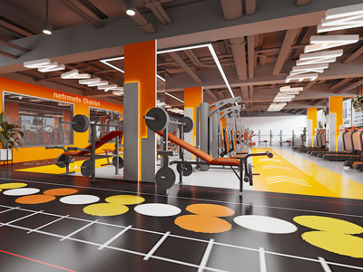 工业风loft健身房3d模型 工业风loft健身房