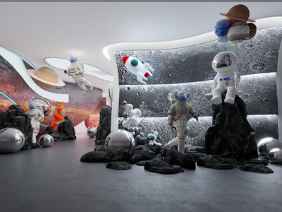 现代航天宇航主题展厅展览3d模型 现代航天宇航主题展厅展览