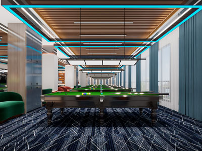 现代台球室 桌球室3d模型 现代台球室 桌球室