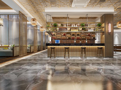 新中式饭店餐馆大堂收银台3d模型 新中式饭店餐馆大堂收银台