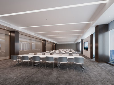 现代会议厅 报告厅3d模型 现代会议厅 报告厅