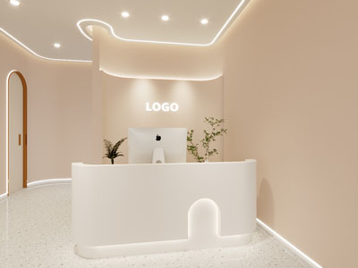 现代奶油风美容院前台接待3d模型 现代奶油风美容院前台接待