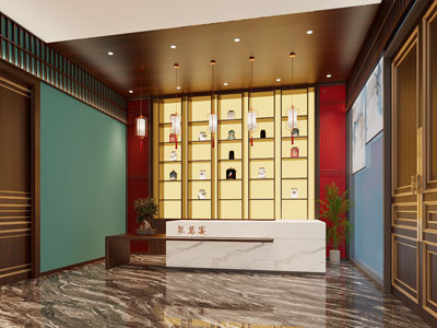 新中式酒店大厅前台接待3d模型 新中式酒店大厅前台接待