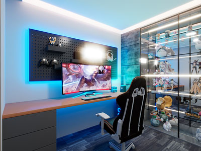 现代电竞游戏房 手办装饰柜