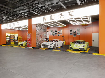 现代洗车行 汽车美容店3d模型 现代洗车行 汽车美容店