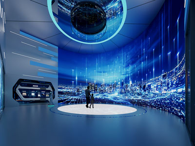 现代科技展厅展览大幕3d模型 现代科技展厅展览大幕