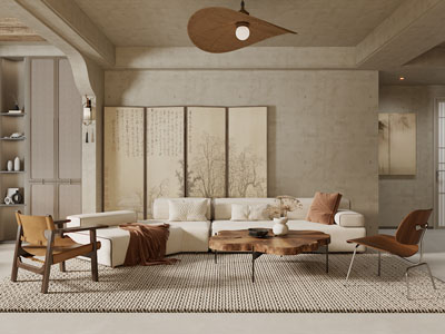 侘寂风中古风客厅