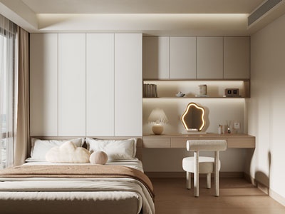 现代奶油风榻榻米卧室