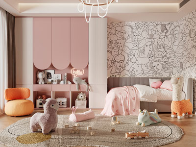 现代卧室 儿童房 女儿房