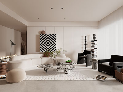 现代奶油风客厅