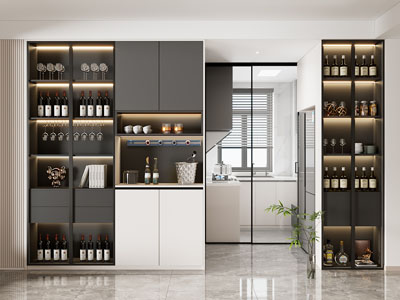 现代厨房 酒柜