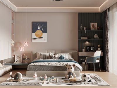 现代儿童房 男孩房 卧室