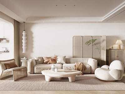 侘寂风奶油风客厅