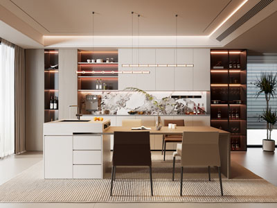 现代开放式厨房餐厅