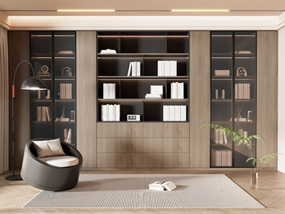 现代实木装饰书柜