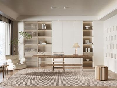 现代奶油风书房