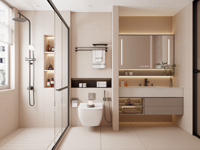 现代奶油风卫浴间 洗手间