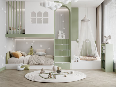 现代卧室 儿童房 女儿房