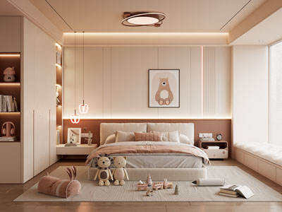 现代奶油风卧室 儿童房 公主房